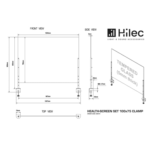 HEALTH-SCREEN SET 100x75 CLAMP