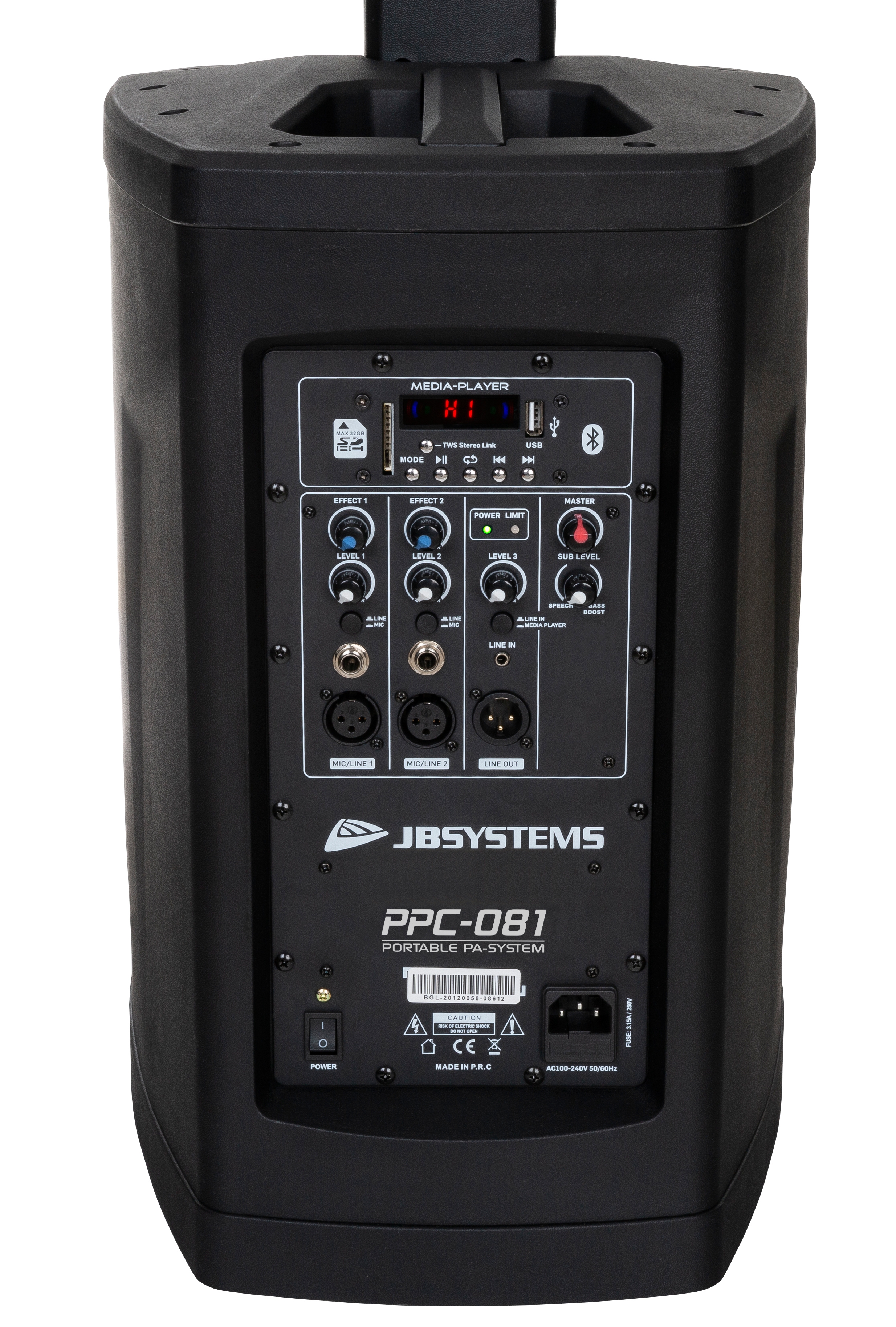 JB systems PPC-081 système sono colonne avec lecteur multim | Bax Music JB systems PPC-081 système sono colonne avec lecteur multim | Bax Music