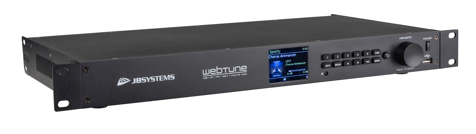 Fully equipped 19" / 1U audio-player with INTERNET RADIO + DAB+/FM radio + SPOTIFY connect + USB player + BLUETOOTH